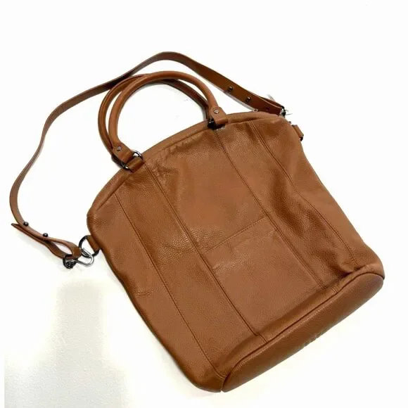 Social Anxiety	brown pebbled leather boho crossbody purse - Picture 2 of 7